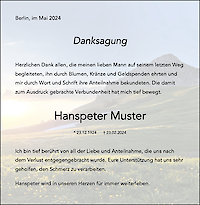 Vorlage Danksagung: Hintergrundbild «Sonnenuntergang in den Bergen»